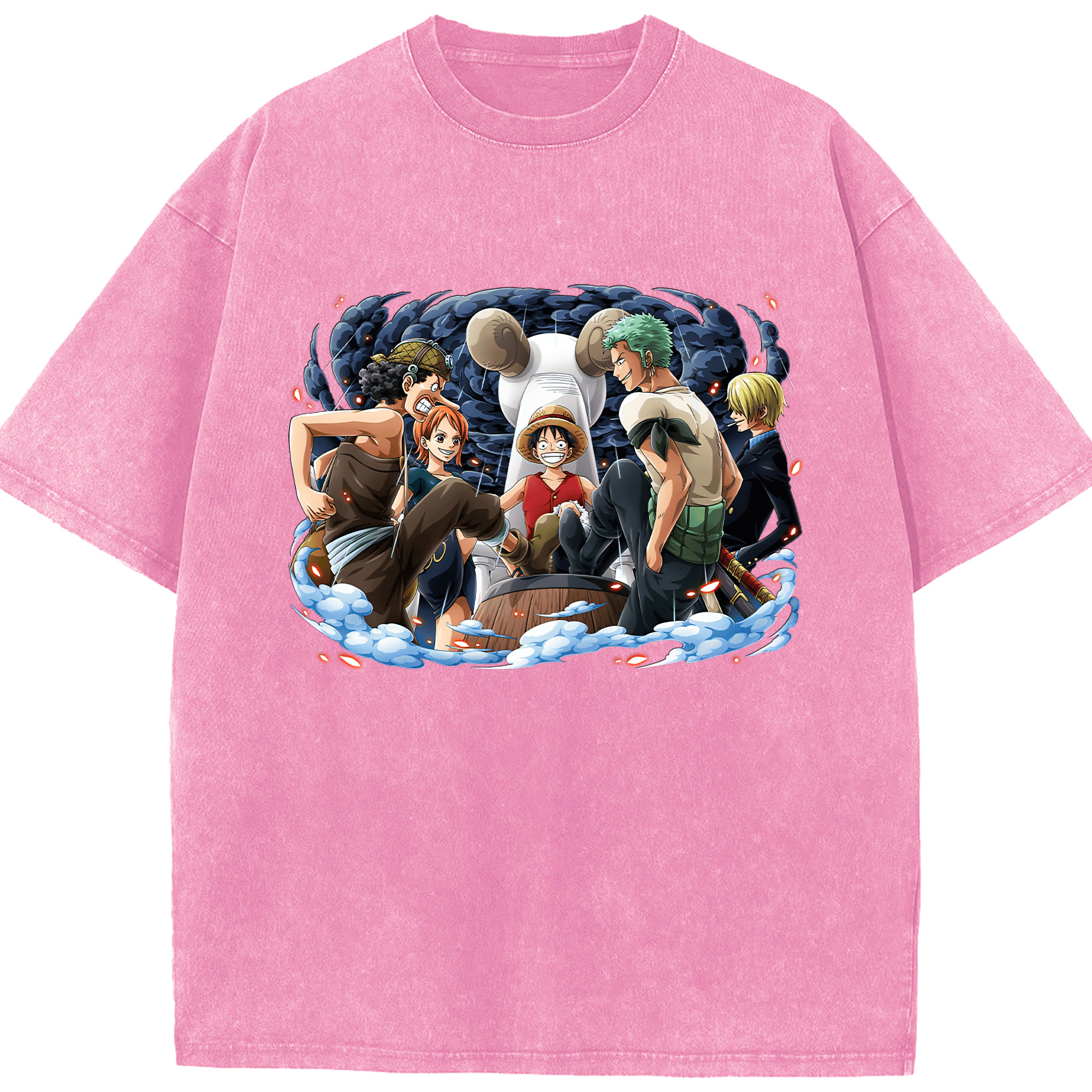 ワンピース モンキー・D・ルフィ ONE PIECE Monkey D. Luffy 綿100% ヴィンテージ風 半袖Tシャツ（フロントプリント）